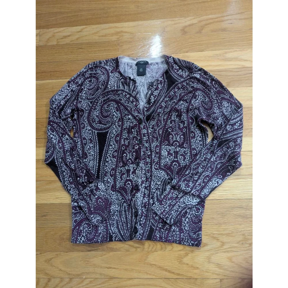 Ann Taylor Petite Paisley Cardigan XS